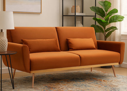 Hatton Burnt Orange Velvet Sofa Bed