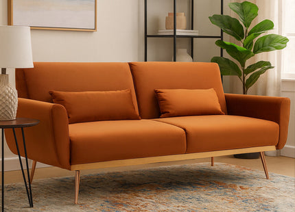 Hatton Burnt Orange Velvet Sofa Bed