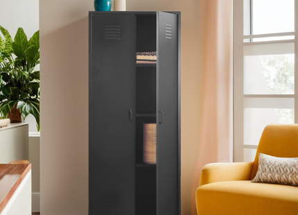 Academy Black Metal Two Door Locker Style Wardrobe