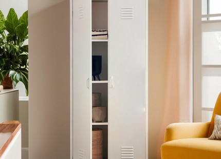 Academy White Metal Two Door Locker Style Wardrobe