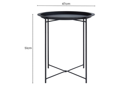 Acero Black Metal Round Side Table with Cross Base