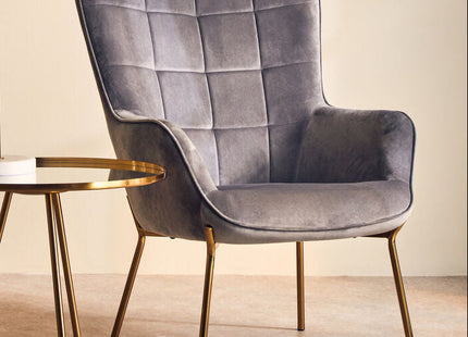 Stockholm Grey Velvet Tufted Chair