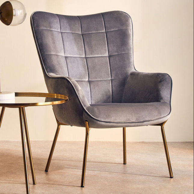 Stockholm Grey Velvet Tufted Chair