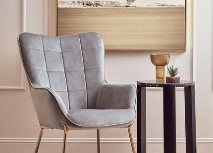 Stockholm Grey Velvet Tufted Chair