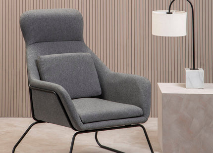 Stockholm Grey Fabric High Back Armchair