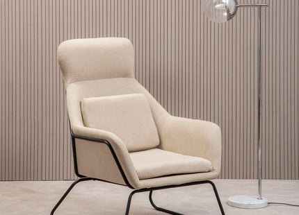 Stockholm Natural Fabric High Back Armchair