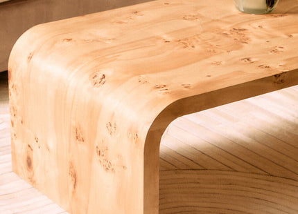 Mota Natural Burl Wood Curved Coffee Table