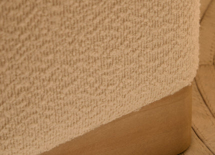 Mota Cream Boucle and Burl Wood Square Stool