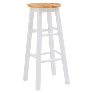 Chester White and Natural Tropical Hevea Wood Kitchen or Bar Stool