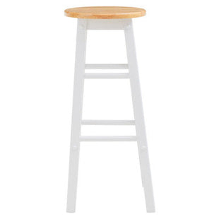 Chester White and Natural Tropical Hevea Wood Kitchen or Bar Stool