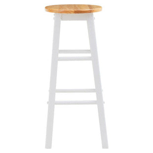 Chester White and Natural Tropical Hevea Wood Kitchen or Bar Stool