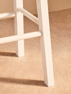 Chester White and Natural Tropical Hevea Wood Kitchen or Bar Stool