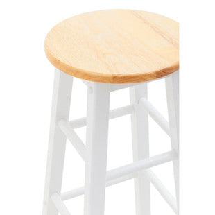 Chester White and Natural Tropical Hevea Wood Kitchen or Bar Stool