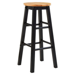 Chester Black and Natural Tropical Hevea Wood Kitchen or Bar Stool