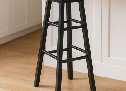 Chester Black and Natural Tropical Hevea Wood Kitchen or Bar Stool