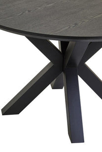 Salford Black Wood Veneer Round Dining Table with Metal Legs