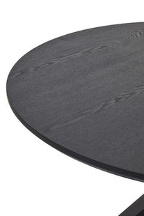 Salford Black Wood Veneer Round Dining Table with Metal Legs