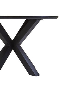 Salford Black Wood Veneer Round Dining Table with Metal Legs
