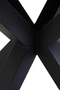 Salford Black Wood Veneer Round Dining Table with Metal Legs