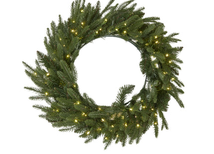 Green Pre-Lit Woodland 100 Led Fir Christmas Wreath