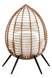 Goa Natural Rattan Effect Egg Chair with Cream Cushions