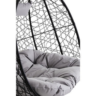 Goa Black Rattan Effect Double Hanging Egg Chair with Sledge Base
