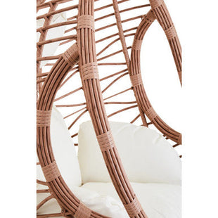 Goa Natural Rattan Effect Hanging Egg Chair with Cream Cushions
