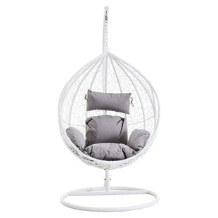 Goa White Rattan Effect Hanging Egg Chair with Cutout Sides