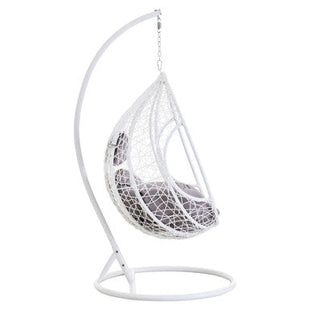 Goa White Rattan Effect Hanging Egg Chair with Cutout Sides