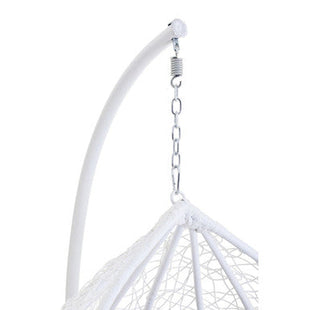 Goa White Rattan Effect Hanging Egg Chair with Cutout Sides