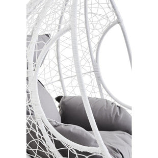 Goa White Rattan Effect Hanging Egg Chair with Cutout Sides