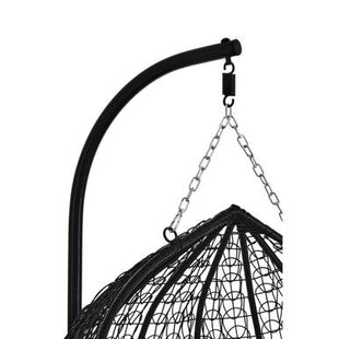 Goa Black Rattan Effect Double Hanging Egg Chair with Round Base