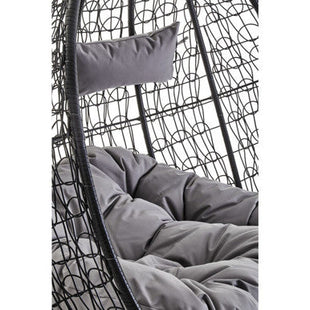 Goa Black Rattan Effect Double Hanging Egg Chair with Round Base