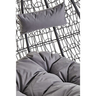 Goa Black Rattan Effect Double Hanging Egg Chair with Round Base