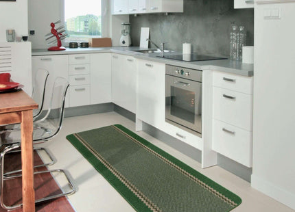 Washable Designer Bordered Green Rug | 116Gr