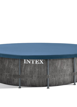 Intex 15ft x 48" Greywood Prism Frame Metal Round Above Ground Swimming Pool, Filter Pump and Accessories