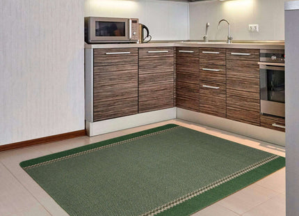 Washable Designer Bordered Green Rug | 116Gr