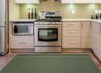 Washable Designer Bordered Green Rug | 116Gr