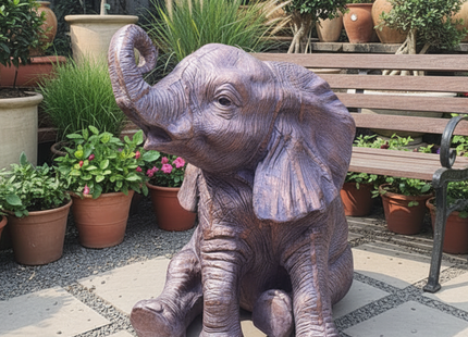 Baby Elephant Garden Sculpture – 120cm, Antique Bronze