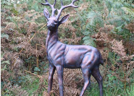 Large Stag and Doe Garden Sculpture Set – 47–92cm, Antique Bronze