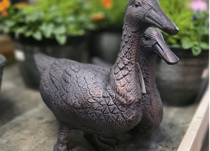 Pair of Ducks Garden Sculpture – 29cm, Antique Bronze