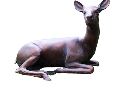 Laying Doe Garden Sculpture – 47cm, Antique Bronze