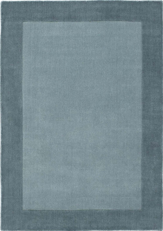 Bordered Duck Egg Blue Wool Rug
