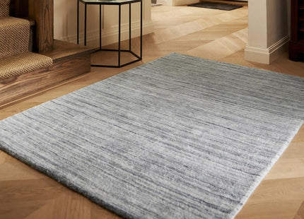 Fine Stripes Silver Grey Wool Rug