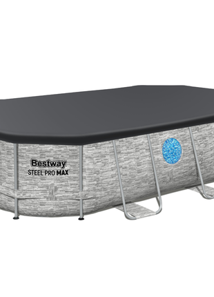 Bestway 14ft x 8ft 2" x 39.5" Oval Steel Pro MAX™ Splashview Above Ground Swimming Pool, Filter Pump & Accessories