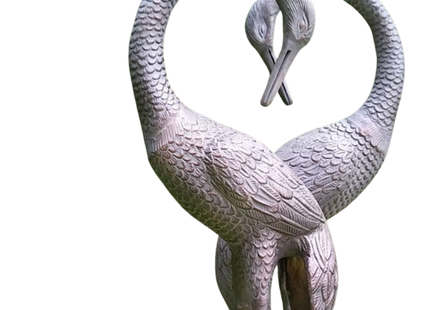 Pair of Love Cranes Garden Sculpture – 100cm, Antique Bronze