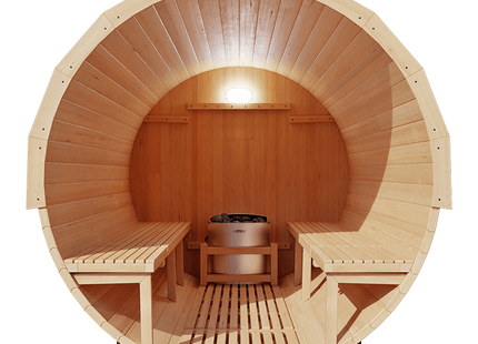 KOVE Outdoor Barrel Sauna – 5–6 Person Garden Sauna with 6kW Harvia Electric Heater