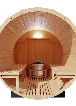 KOVE Outdoor Barrel Sauna – 5–6 Person Garden Sauna with 6kW Electric Heater