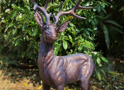 Extra Large Stag and Doe Garden Sculpture Set – 63–120cm, Antique Bronze
