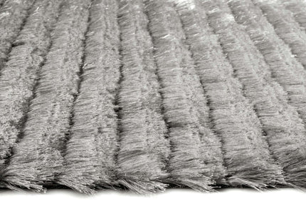 Carved Glamour Silver Grey Shaggy Rug